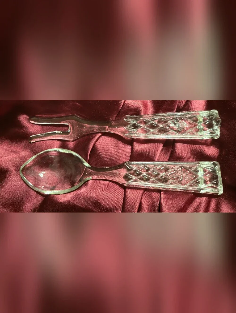 Anchor Hocking Wexford Glass Salad Serving Spoon & Fork Set